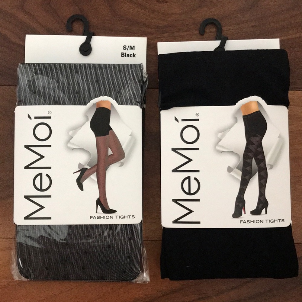 NWT 2 pair black fashion tights